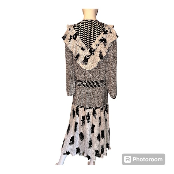 Assorti For Susan Freis Vintage Black & White Long Sleeve Pleated Dress SZ M(83) - Picture 2 of 13